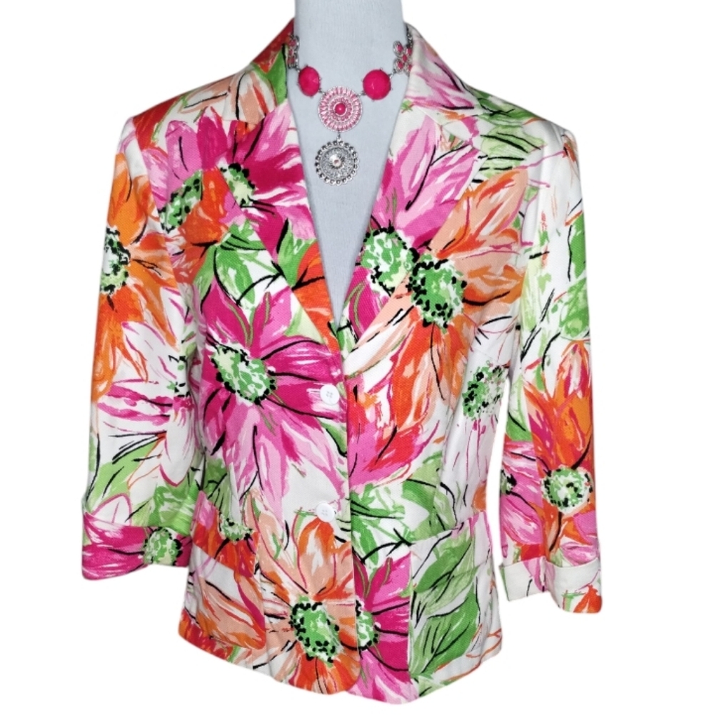 Grace Elements Floral Blazer - Pink, Orange, Green